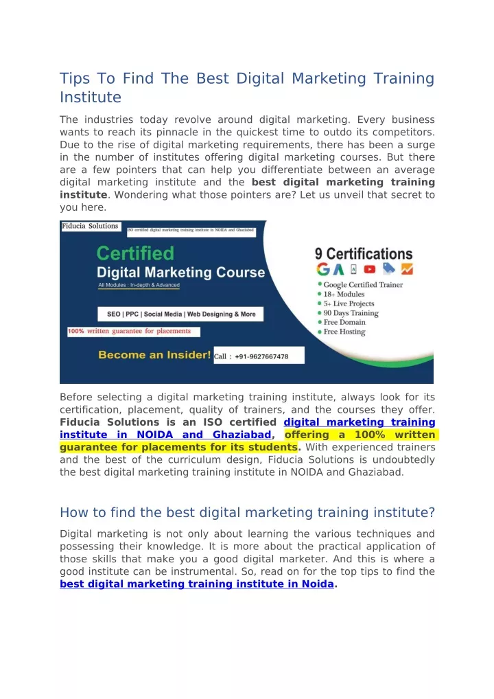 tips to find the best digital marketing training