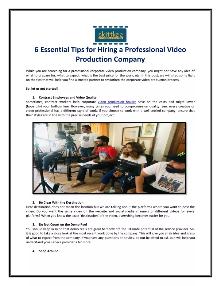 6 essential tips for hiring a professional video