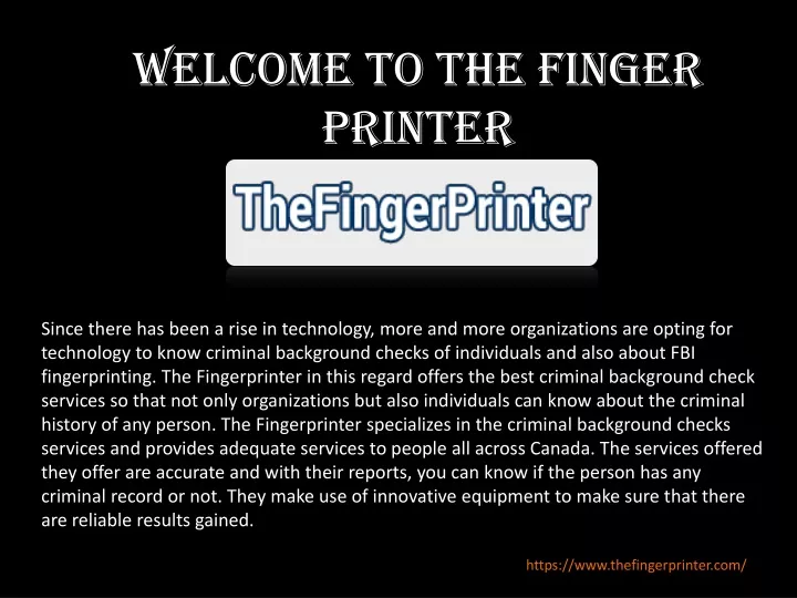 welcome to the finger printer