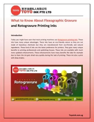 What to Know About Flexographic Gravure and Rotogravure Printing Inks
