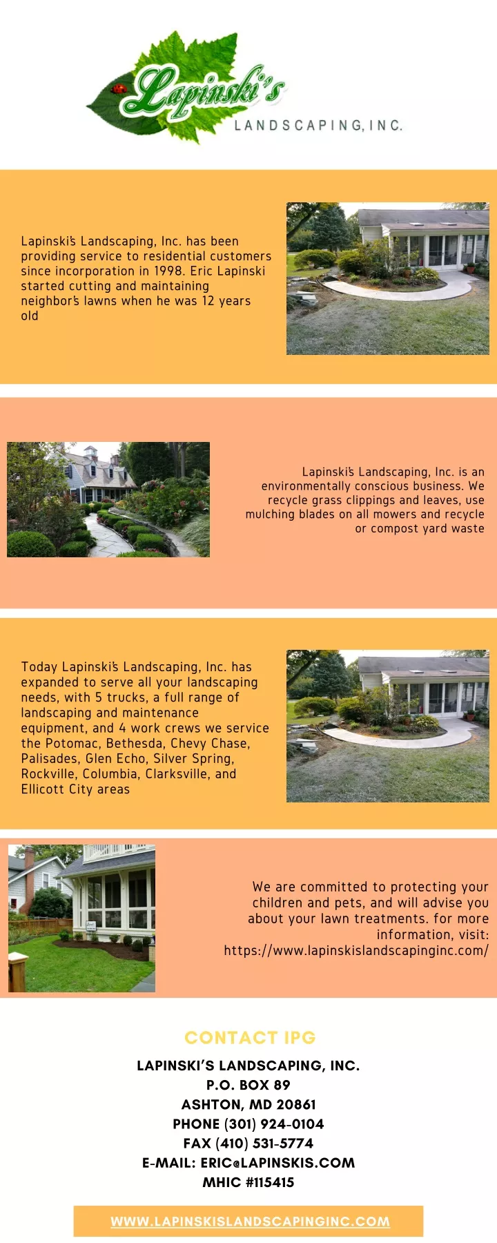 lapinski s landscaping inc has been providing