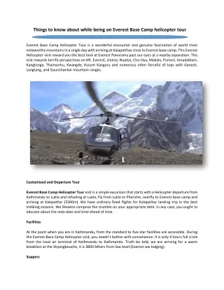 Things to know about while being on Everest Base Camp helicopter tour