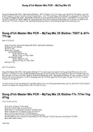 Dung dịch Master Mix PCR – MyTaq Mix 2X