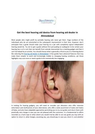 Get the best hearing aid device from hearing aid dealer in Ahmedabad