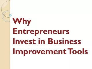 why entrepreneurs invest in business improvement tools