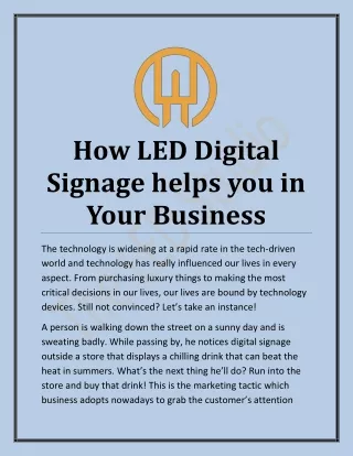 how led digital signage helps you in your business