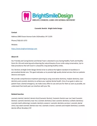 Cosmetic Dentist : Bright Smile Design