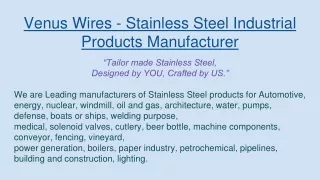 Venus Wires -Stainless Steel Bars Manufacturers & Suppliers in India