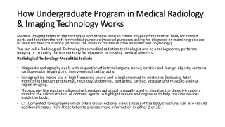 how undergraduate program in medical radiology imaging technology works
