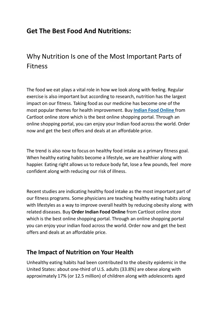 get the best food and nutritions why nutrition