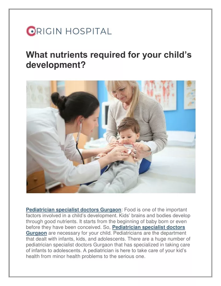 what nutrients required for your child