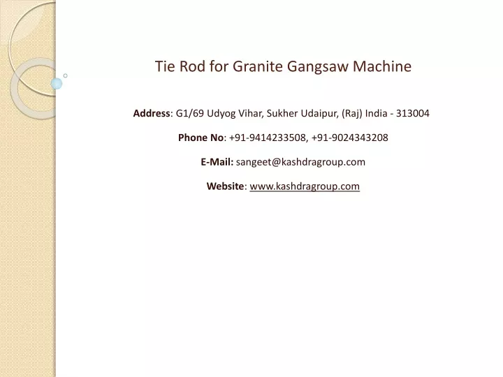 tie rod for granite gangsaw machine