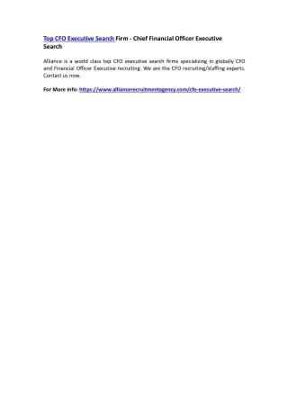 top cfo executive search firm chief financial