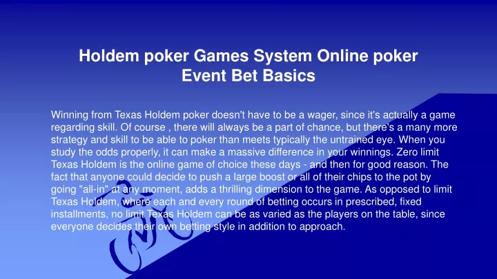 holdem poker games system online poker event bet basics