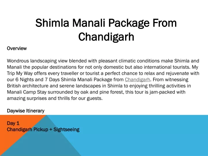 shimla manali package from chandigarh
