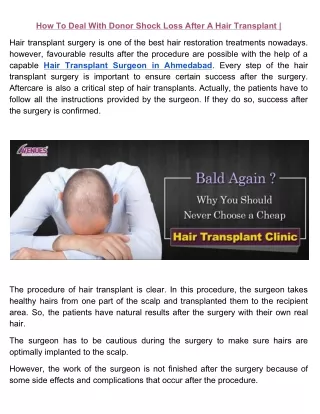 How To Deal With Donor Shock Loss After A Hair Transplant |