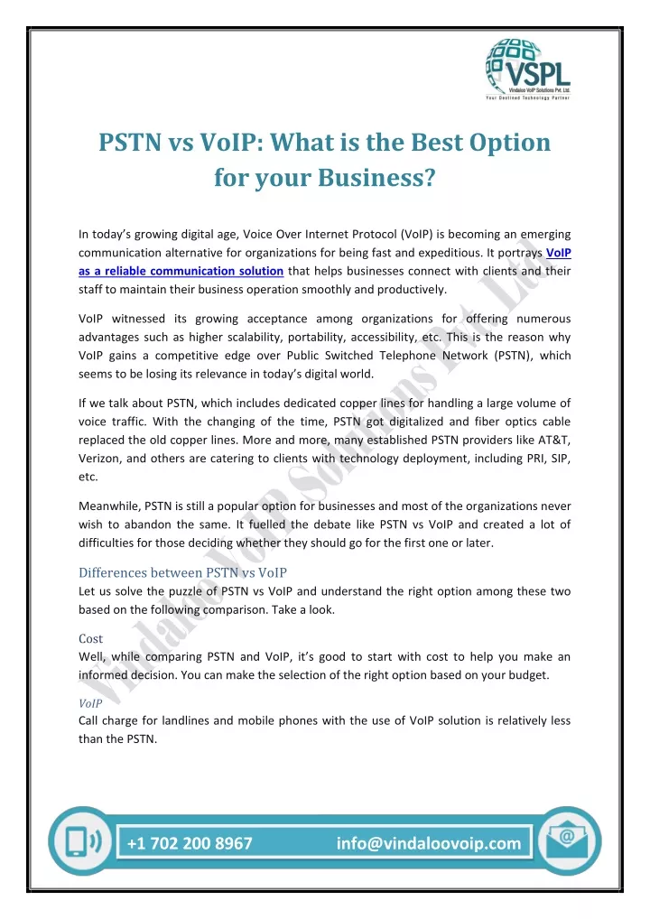 pstn vs voip what is the best option for your