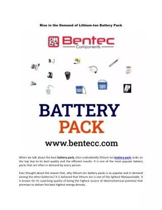 rise in the demand of lithium ion battery pack