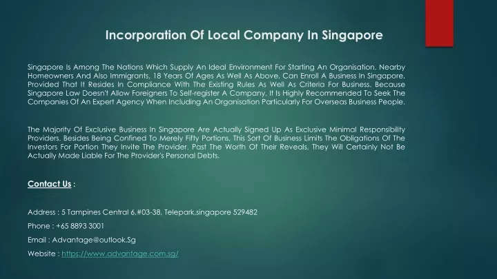 incorporation of local company in singapore