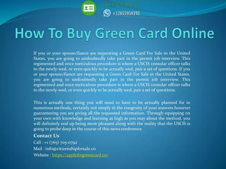 how to buy green card online