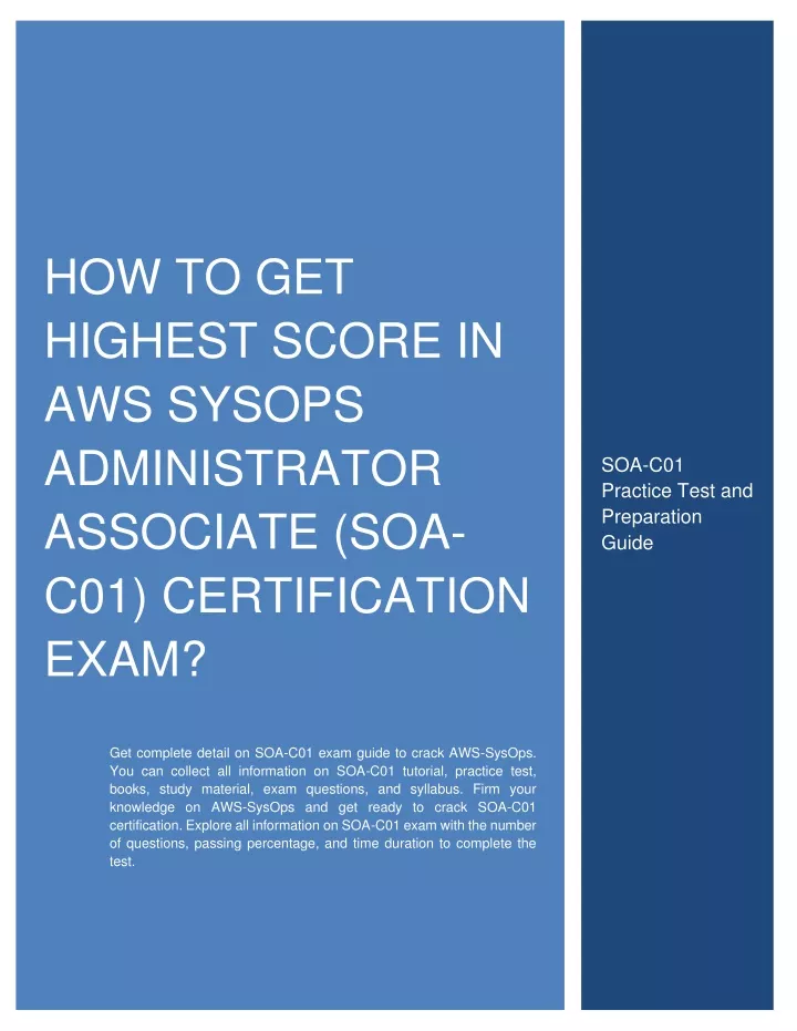 how to get highest score in aws sysops