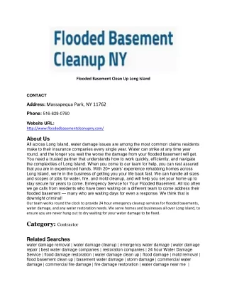 Flooded Basement Clean Up Long Island