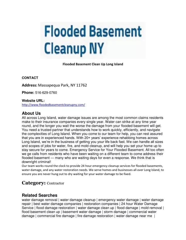 flooded basement clean up long island