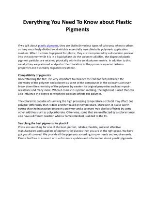 everything you need to know about plastic pigments