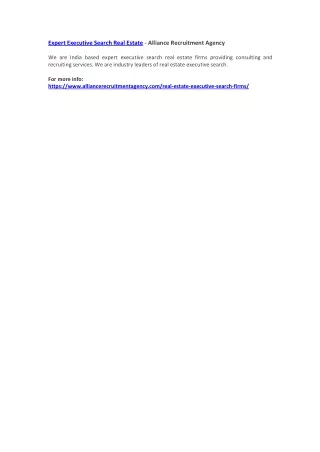 expert executive search real estate alliance