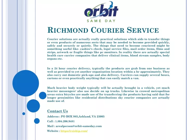 richmond courier service