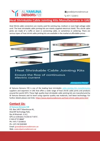 Heat Shrinkable Cable Jointing Kits Manufacturers