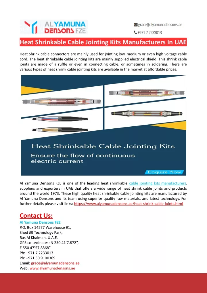 heat shrinkable cable jointing kits manufacturers