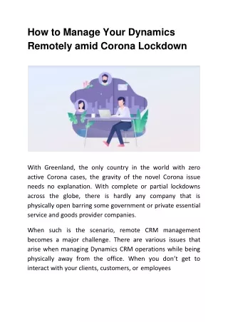 how to manage your dynamics remotely amid corona lockdown