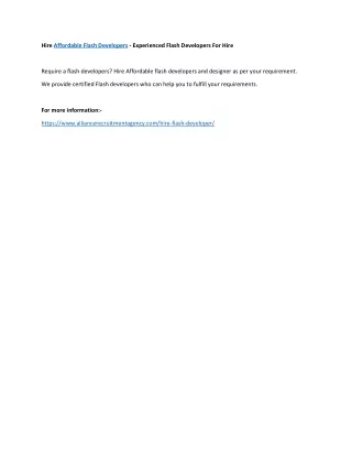 hire affordable flash developers experienced