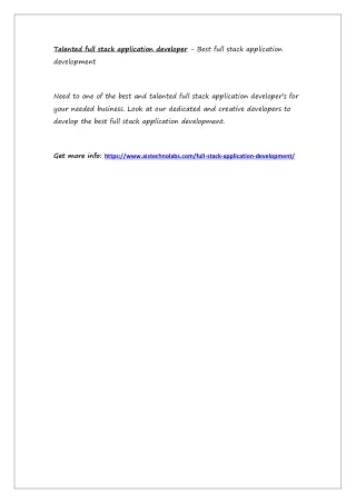 talented full stack application developer best