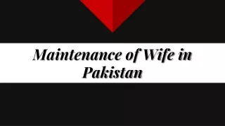 Hire Professional Lawyer For Suit of Maintenance of Wife in Pakistan