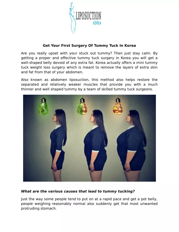 get your first surgery of tummy tuck in korea
