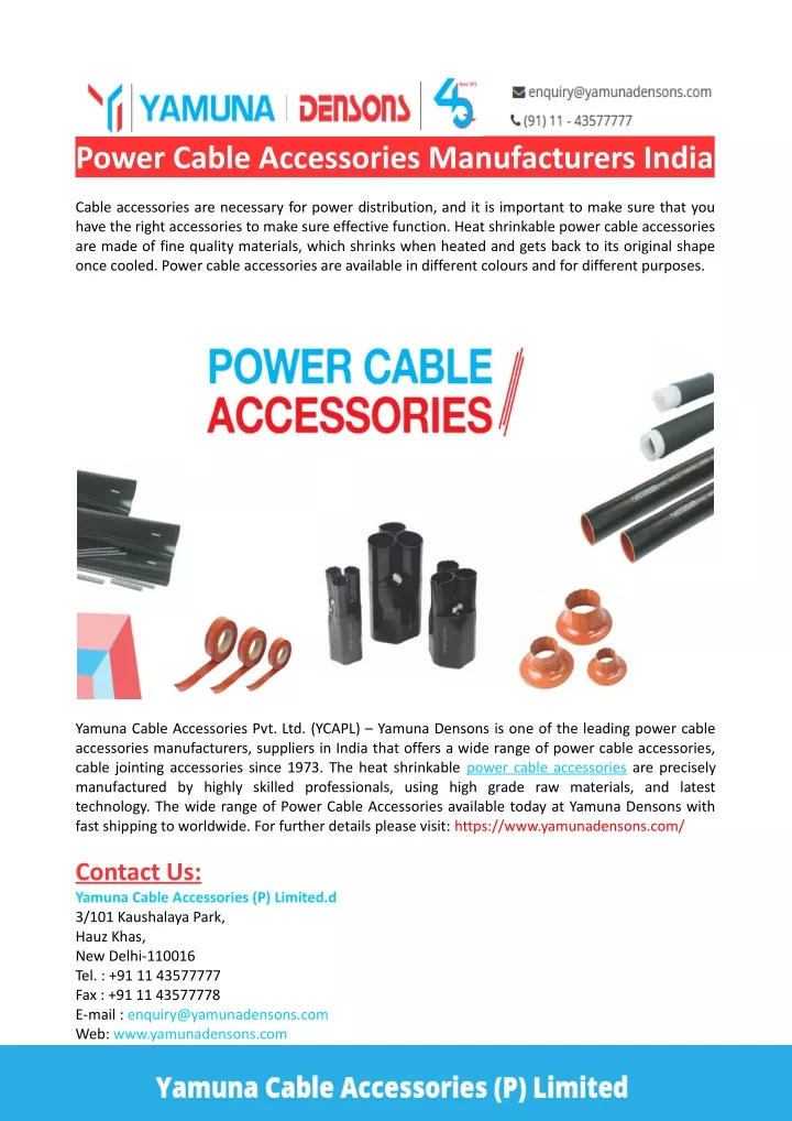 power cable accessories manufacturers india