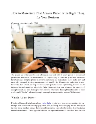 how to make sure that a sales dialer is the right