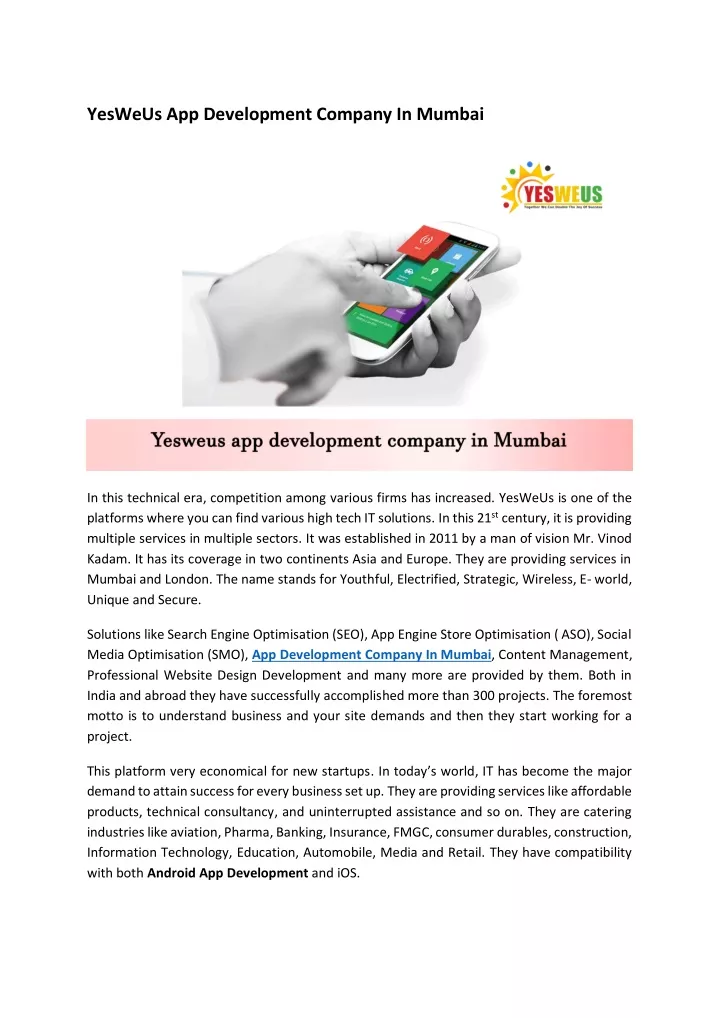 yesweus app development company in mumbai