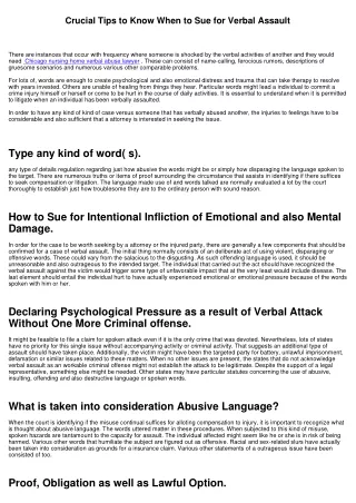 Important Tips to Know When to Demand Verbal Attack