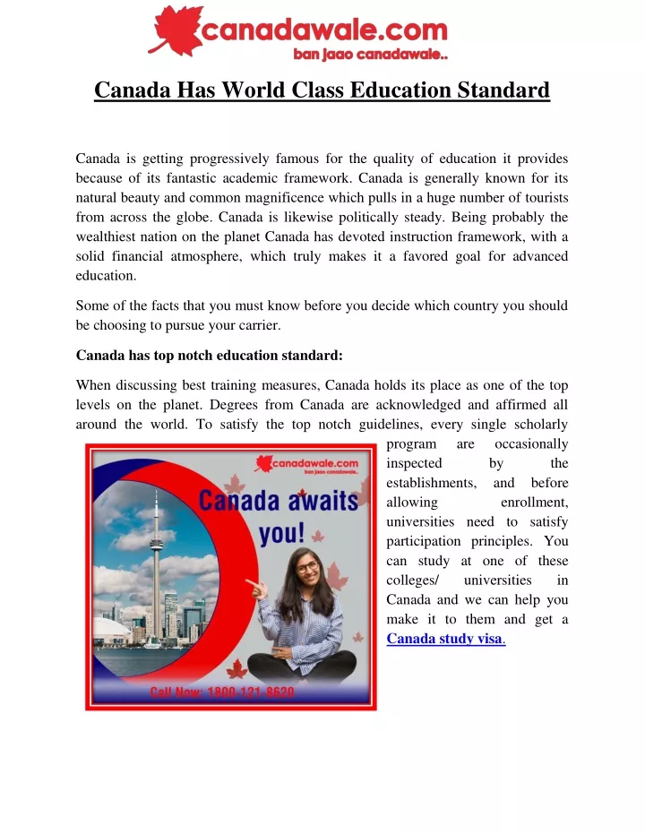 canada has world class education standard