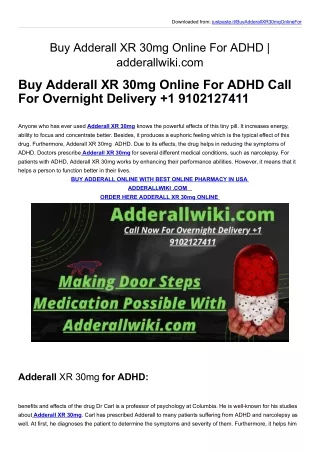 Buy Adderall XR 30mg Online For ADHD | adderallwiki.com