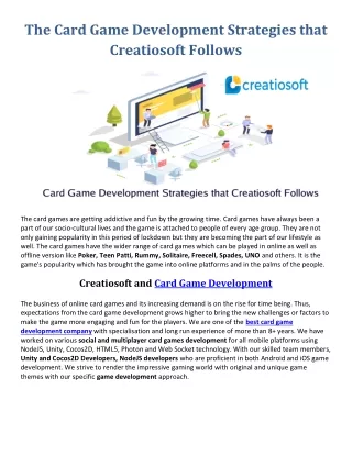 the card game development strategies that