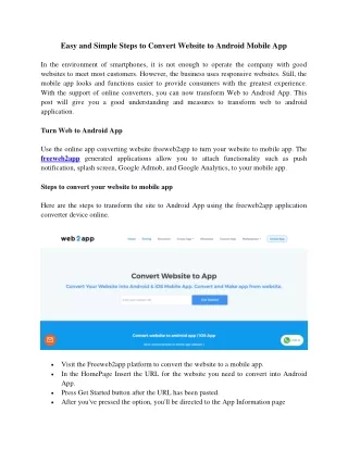 easy and simple steps to convert website