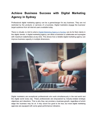 Achieve Business Success with Digital Marketing Agency in Sydney