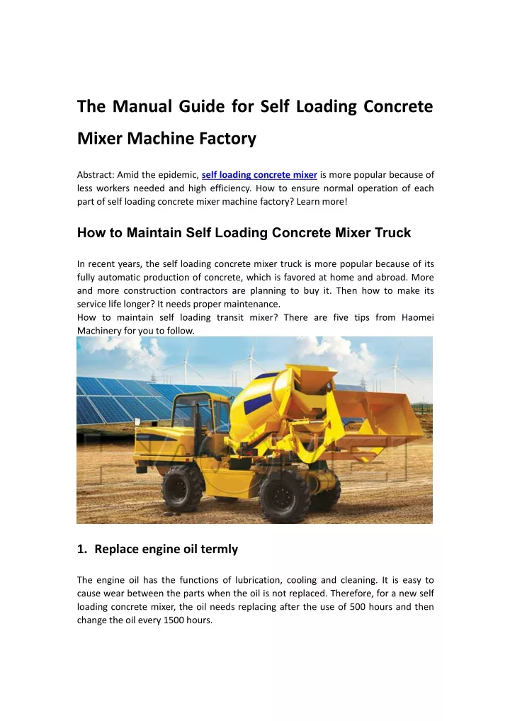 the manual guide for self loading concrete