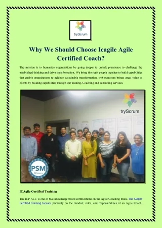why we should choose icagile agile certified coach