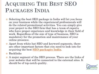 Acquiring The Best SEO Packages India