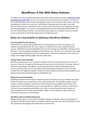 wordpress a site with many features